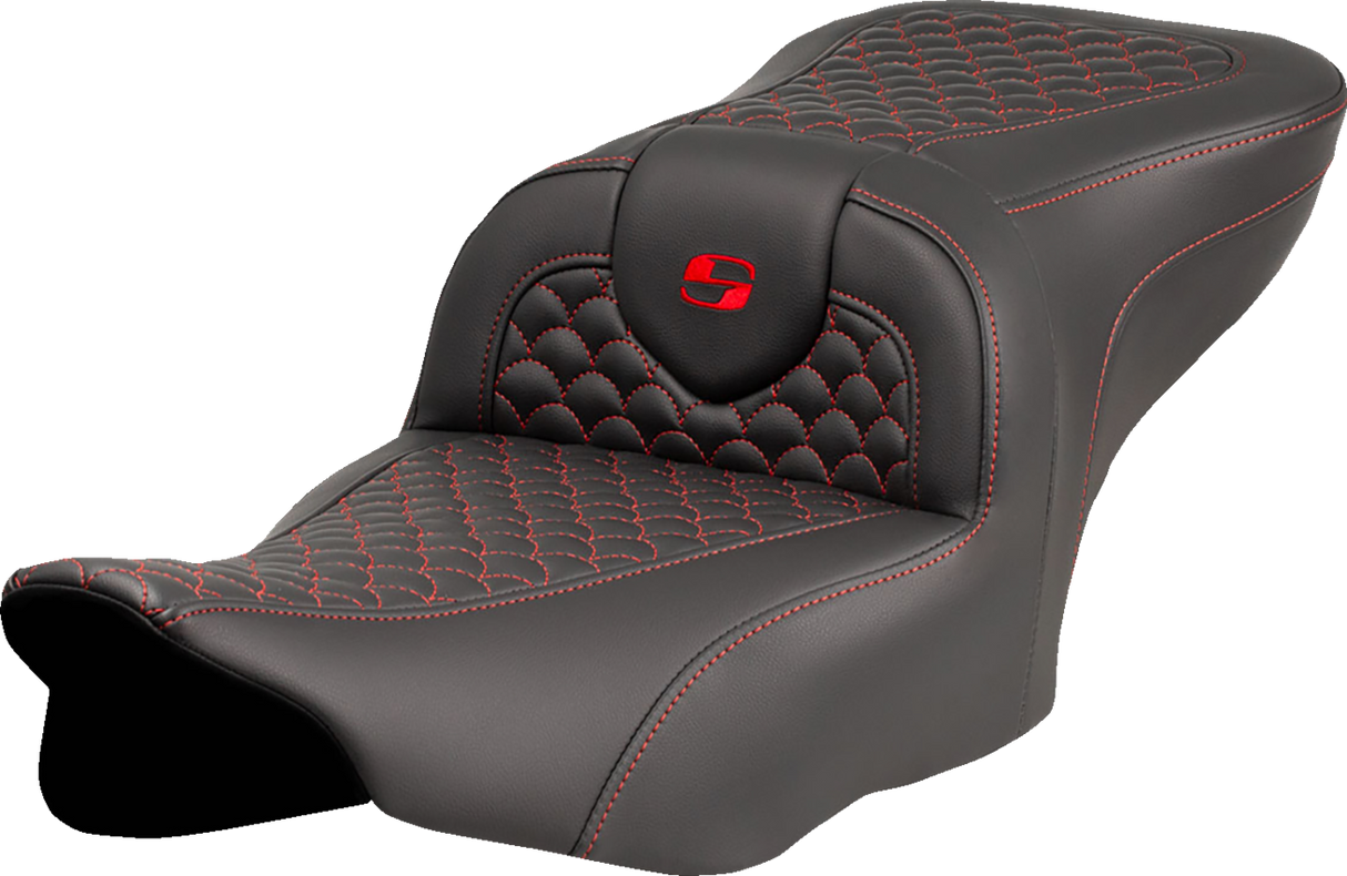 Roadsofa™ Seat - Dragon Scale Stitch - Red Stitch - w/o Backrest - FLTR/FLHX \'23-\'24 2023 - 2024