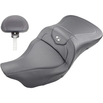SADDLEMEN 0801-1192 Extended Reach Roadsofa™ Seat - Carbon Fiber - Backrest - Heated - '08-'23 FL