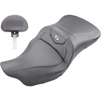 SADDLEMEN  0801-1192 Extended Reach Roadsofa™ Seat - Carbon Fiber - Backrest - Heated - '08-'23 FL