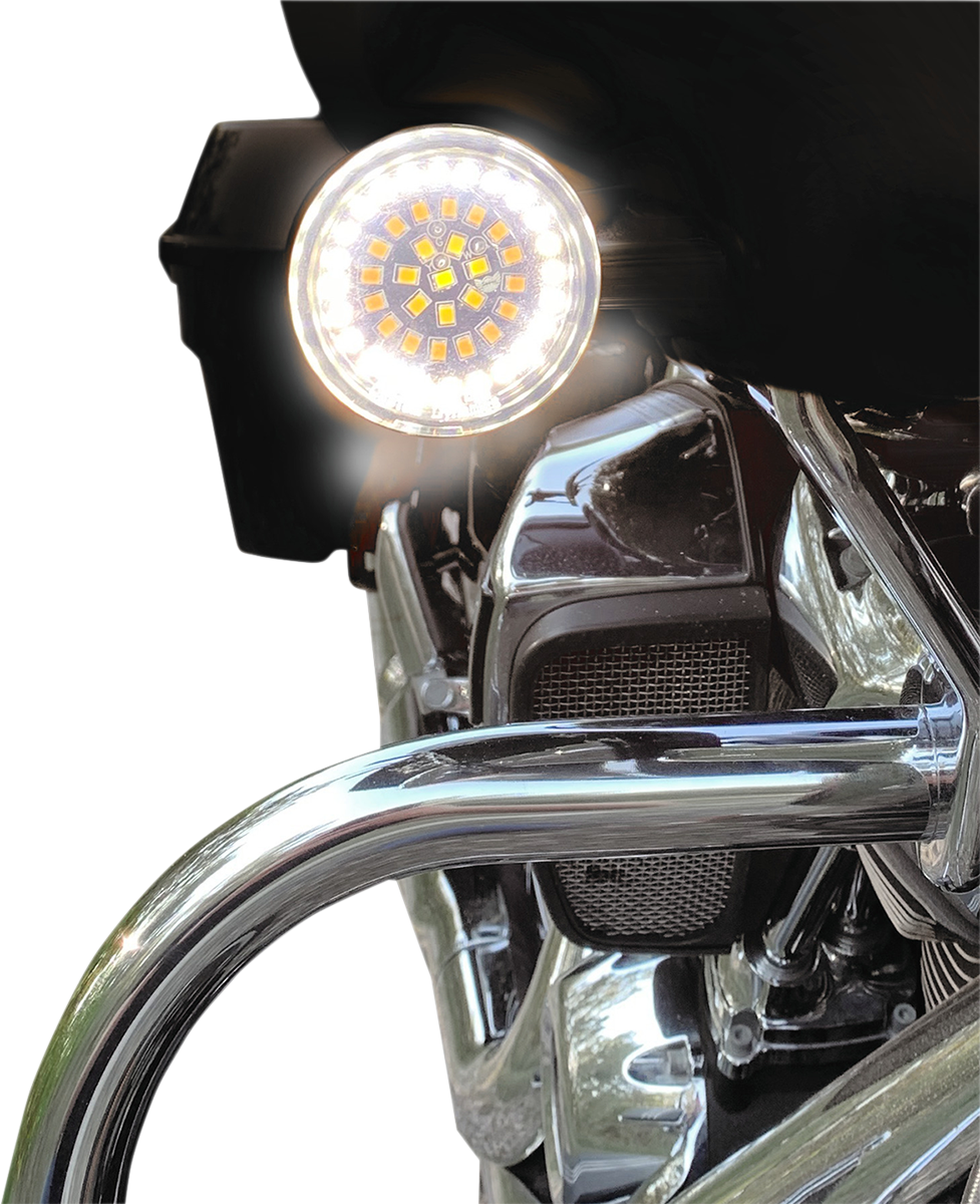 Bullet-Style Dual Front Turn Signal Insert - White - Amber 2007 - 2021