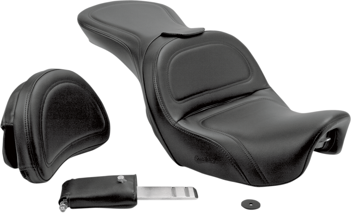 Seat - Explorer™ - With Backrest - Stitched - Black - Dyna 2006 - 2017