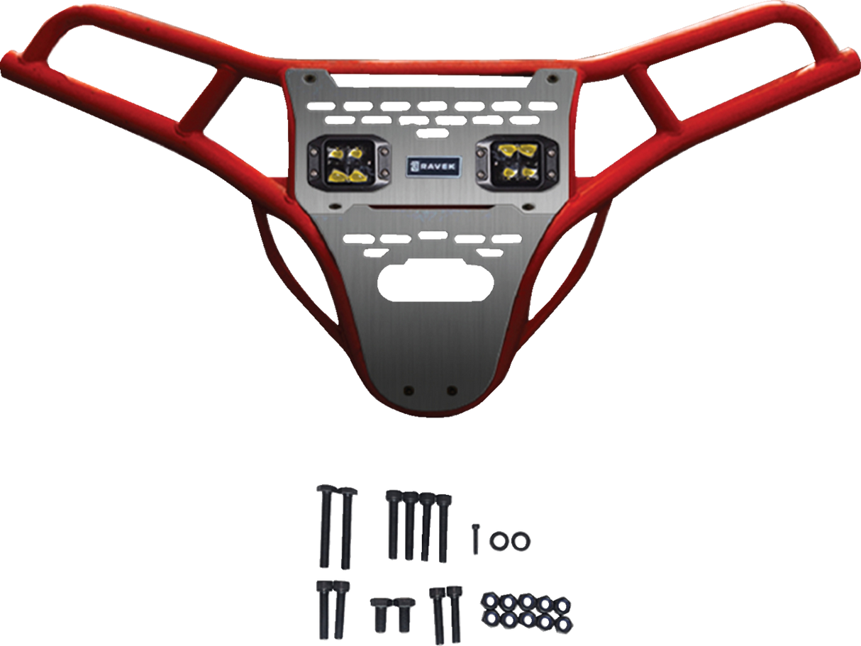 Front Bumper/Skid Plate with Amber Lights - Red - RZR XP 1000 2024 - 2025