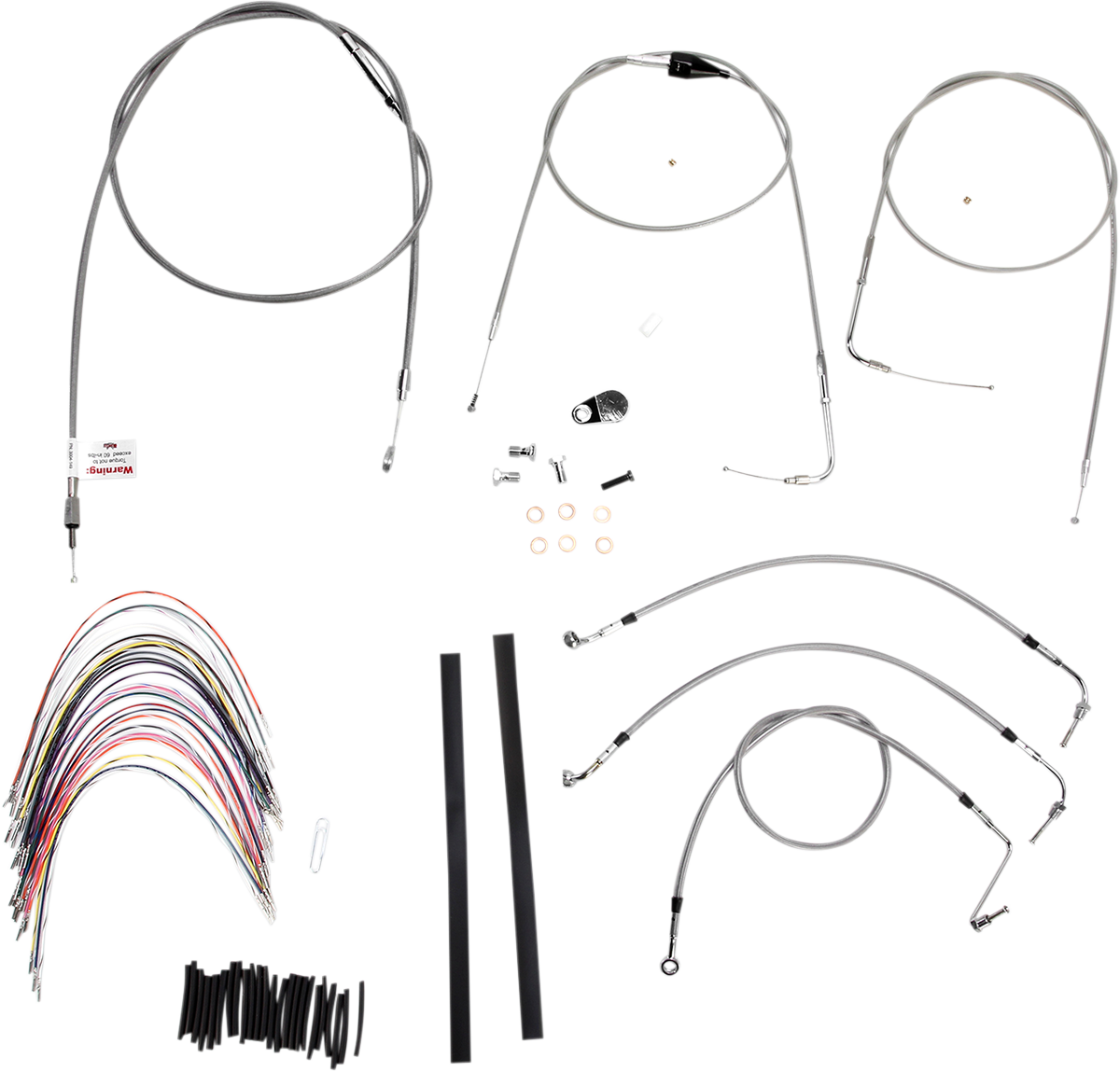 Handlebar Cable/Brake Line Kit - Complete - 14\" Ape Hanger Handlebars - Stainless Steel 2000 - 2006