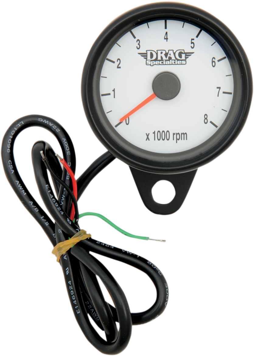 Mini Electronic Tachometer - White - Backlit LED Black Face - 2.4\" 1986 - 2003