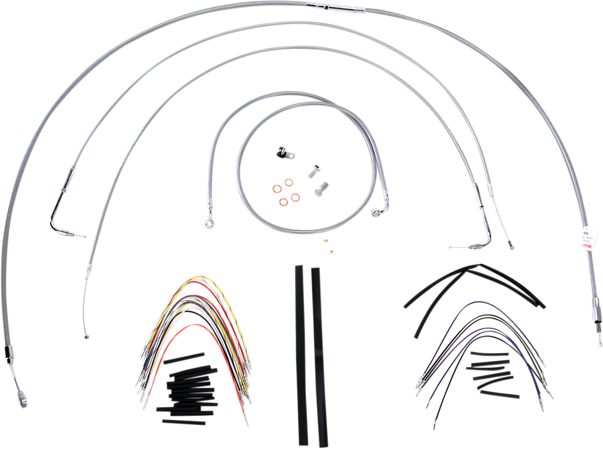 Handlebar Cable/Brake Line Kit - Complete - 18\" Ape Hanger Handlebars - Stainless Steel 2000 - 2006