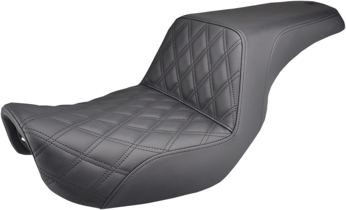 Step-Up Seat - Front Lattice Stitch - Black - Dyna 2006 - 2017