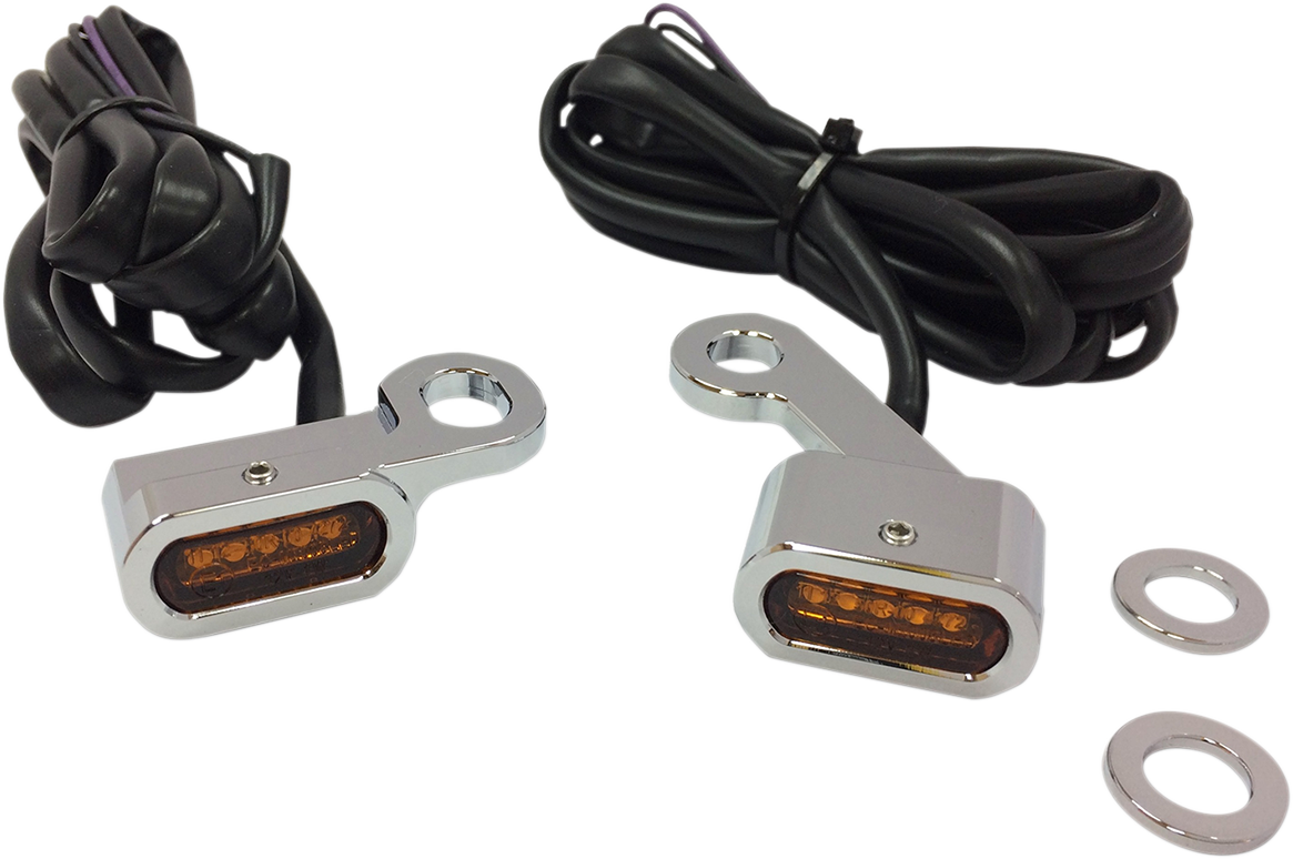 LED Handlebar Marker Lights - XL - Chrome/Amber 2014 - 2022