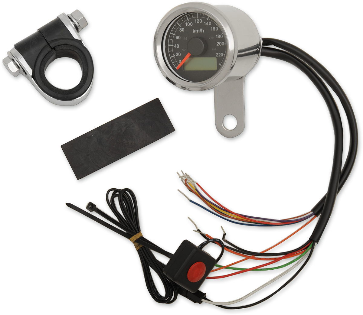 1-7/8\" Programmable Speedometer with Indicator Lights - Stainless Steel - 220 KPH LED Black Face 1986 - 2003
