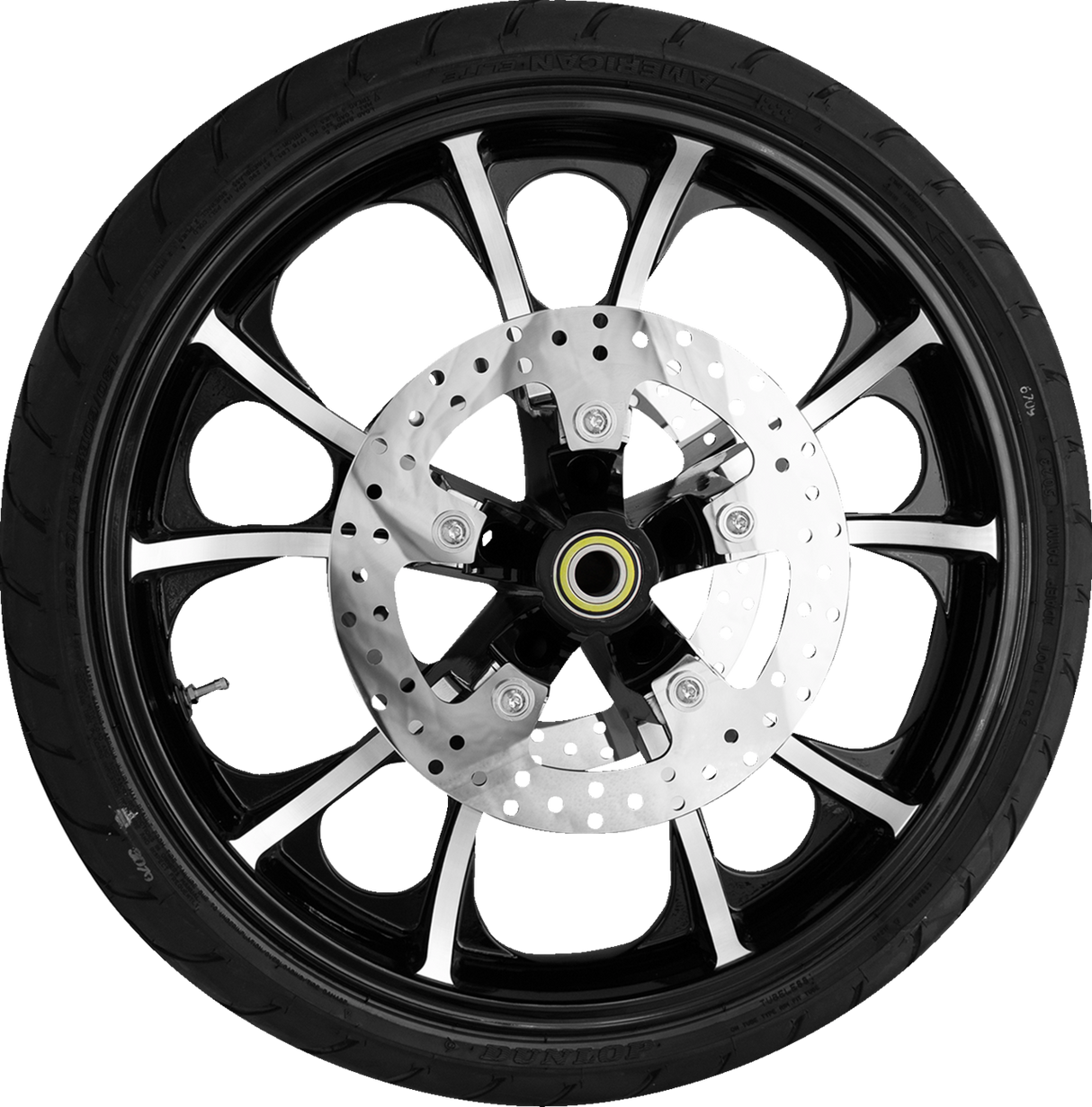 Largo Front Wheel - Black Cut (21\") | Rotors (11.8\") | Dunlop Tire (130/60B21) 2008 - 2024