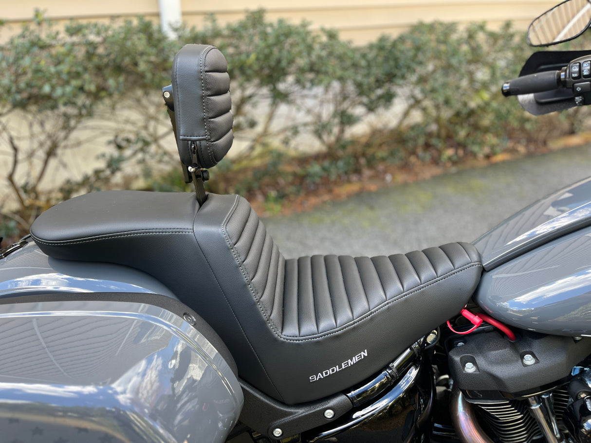 SADDLEMEN 0802-1524 Tour Step-Up Seat For Softail - Rider Backrest - Tuck-n-Roll - FLSB/FXLR '18-'23