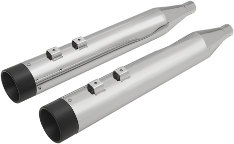 4\" Slip-On Mufflers with Billet End Caps - Chrome/Black 1995 - 2016