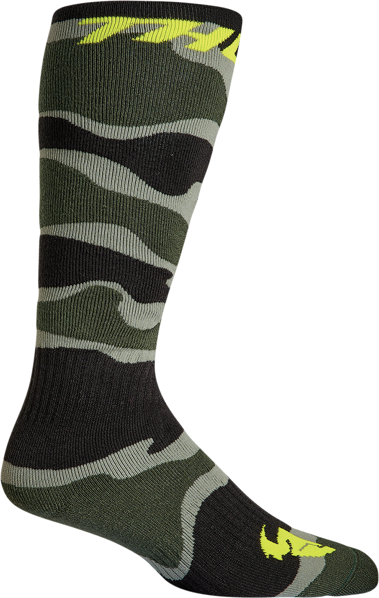 Youth MX Camo Socks - Green/Acid - Size 1-6
