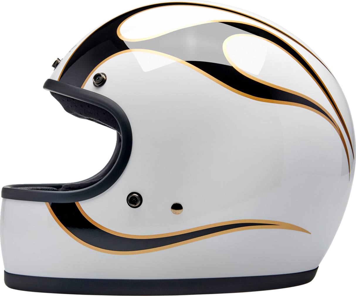 Gringo Helmet - Flames - White/Black - Small
