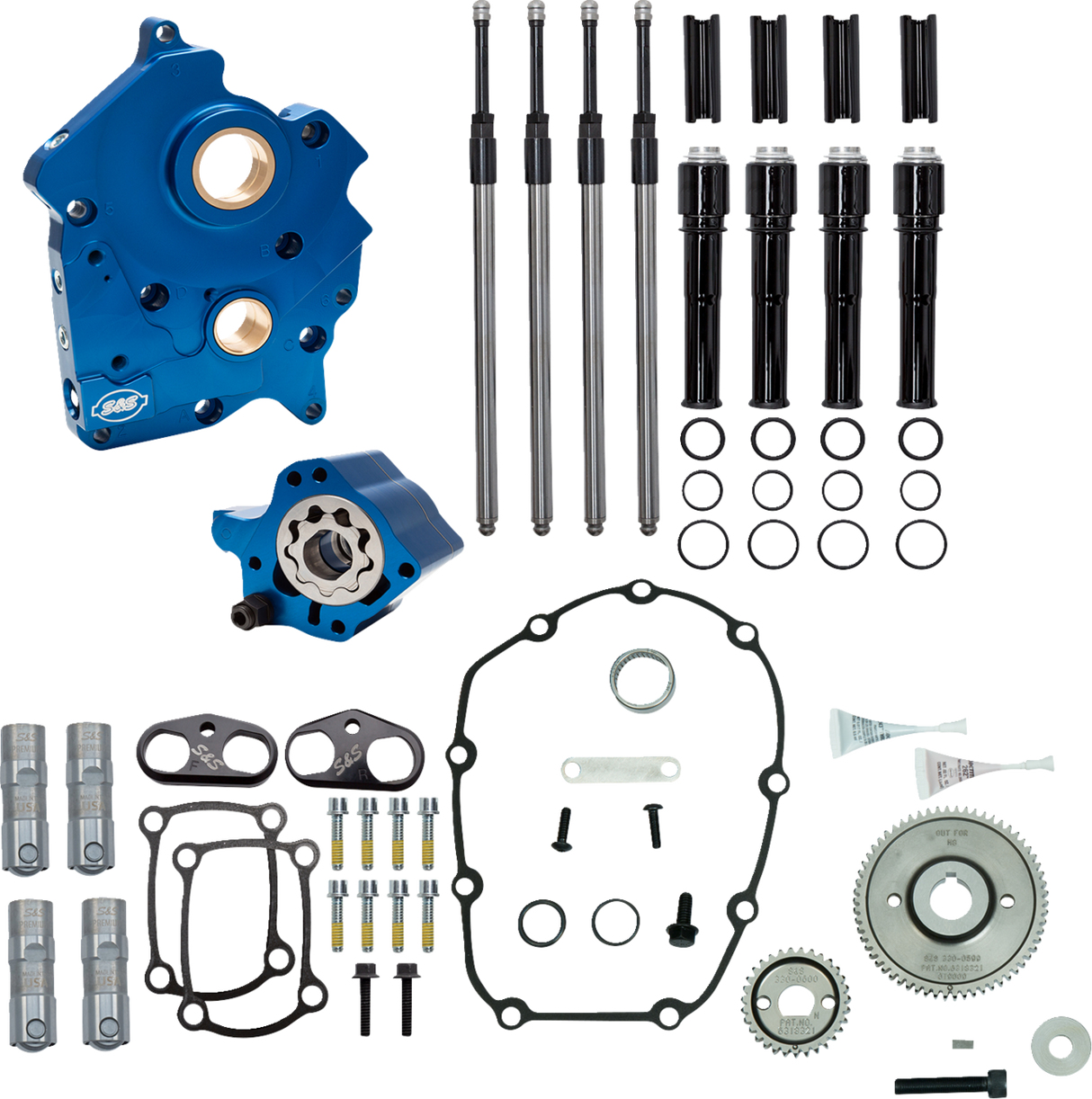 Cam Chest Kit without Cams - Gear Drive - Oil Cooled - Black Pushrods - M8 2017 - 2024