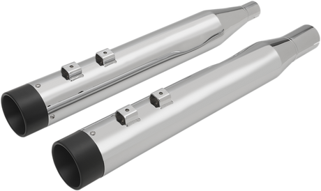 4\" Slip-On Mufflers with Billet End Caps - Chrome/Black 2017 - 2022