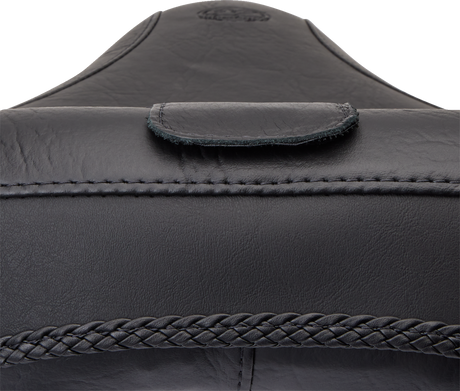 Wide Solo Seat - With Backrest - Vintage - Black - Smooth - FLST \'00-\'05 2000 - 2005