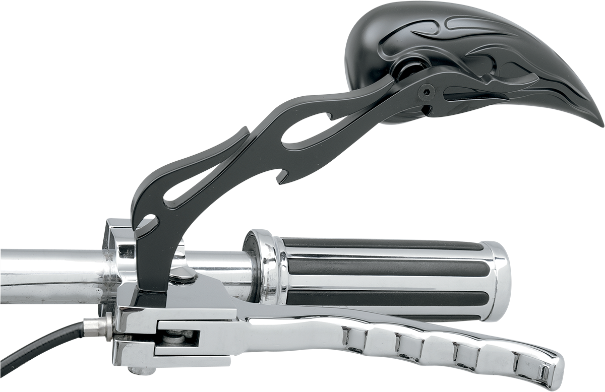 Mirrors - Flame - Side View - Teardrop - Black - Pair