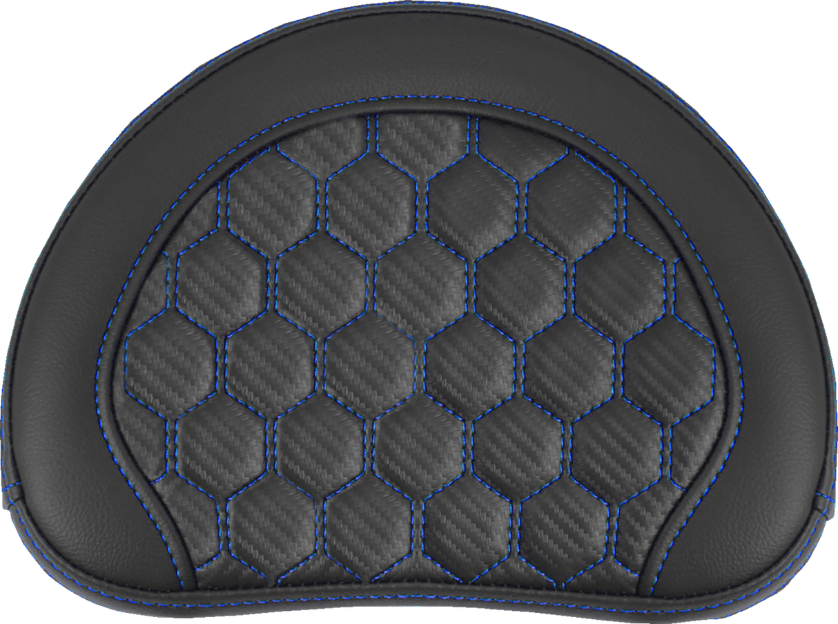 RoadSofa™ Sissy Bar Pad - Honeycomb - Blue Stitching