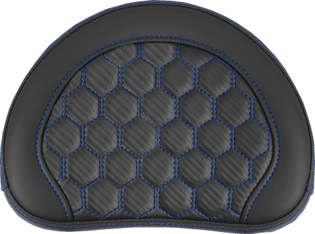 RoadSofa™ Sissy Bar Pad - Honeycomb - Blue Stitching
