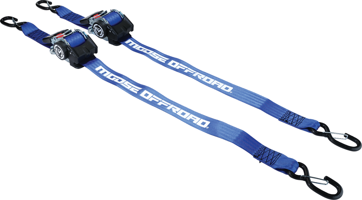 Retractable Ratcheting Straps - 2\" x 10\' - Blue