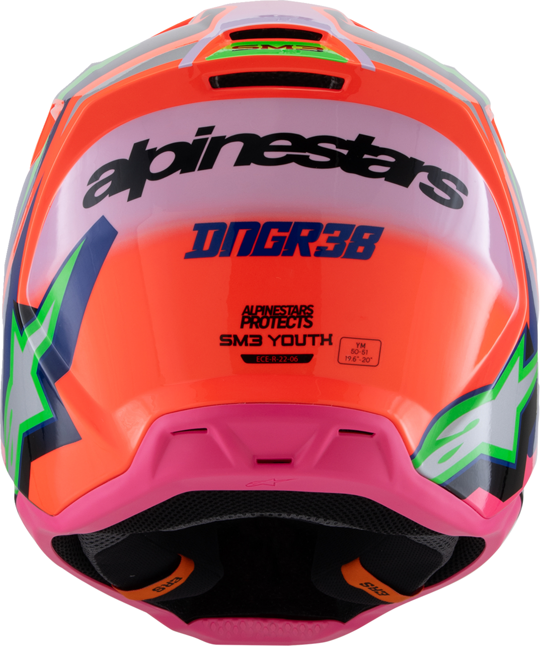 Youth SM3 Helmet - Deegan - Gloss Orange Fluo/Purple/Pink Fluo - Small