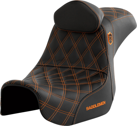 Pro Series SDC Performance Seat - with Backrest - Orange Stitch - Dyna \'06-\'17 2008 - 2017