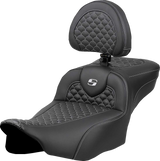 Roadsofa™ Extended Reach Seat - Dragon Scale Stitch - Silver Stitch - w/ Backrest - FLT/FLH \'23-\'24 2023 - 2024