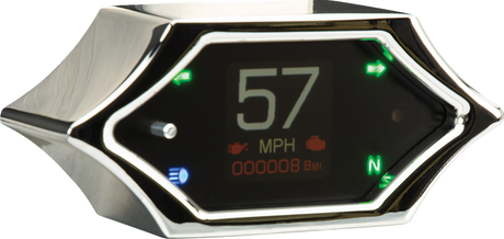 Handle Bar Mount Speedometer - With Signals - Spiked - Chrome