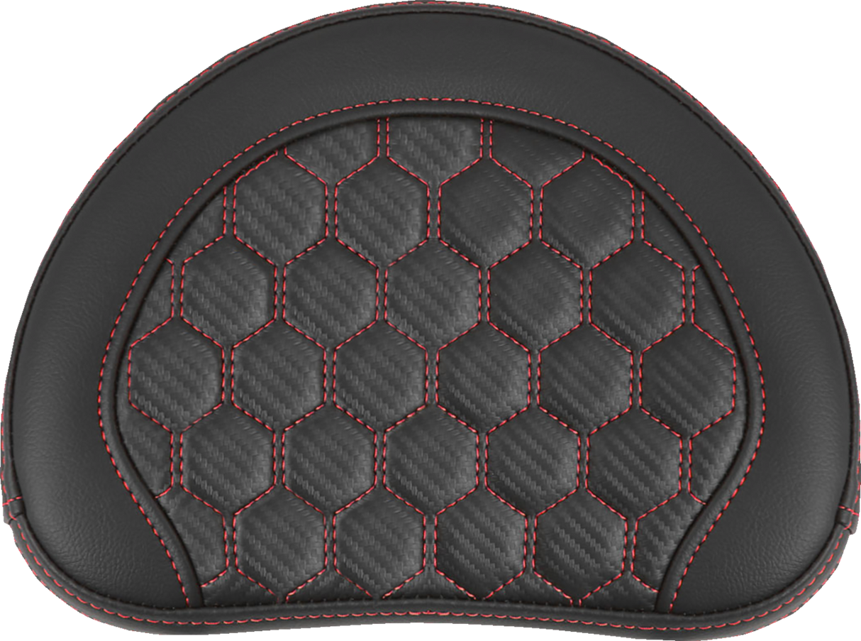RoadSofa™ Sissy Bar Pad - Honeycomb - Red Stitching