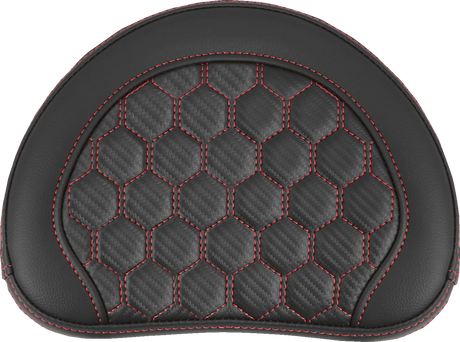 RoadSofa™ Sissy Bar Pad - Honeycomb - Red Stitching