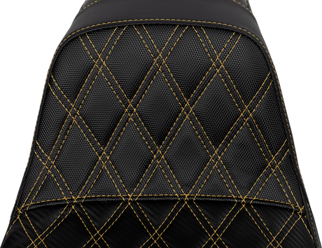 Pro Series SDC Performance Seat - Carbon Fiber/Lumbar Gripper - Gold Stitch - Dyna \'06-\'17 2006 - 2017