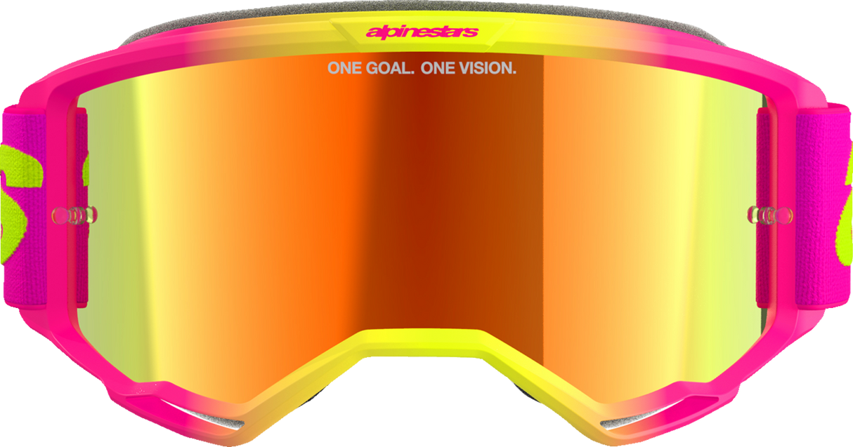 Vision 5 Goggle - Wordmark - Pink/Yellow Fluo - Red Mirror Lens