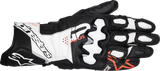 GP Plus R V3 Leather Gloves - Black/White/Fluo Red - 2XL