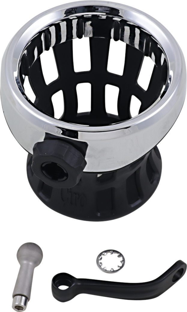 Drink Holder - Mirror Stem Mount - Chrome/Black
