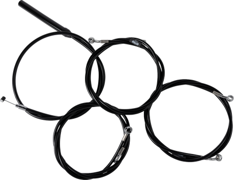 Complete Black Vinyl Braided Handlebar Cable/Brake Line Kit - Stock Handlebars - \'23-\'24 Touring 2023 - 2024