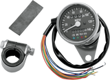 MPH Mini Mechanical Speedometer with LED Indicators - Black Face - 2:1 Ratio - 2.4\"
