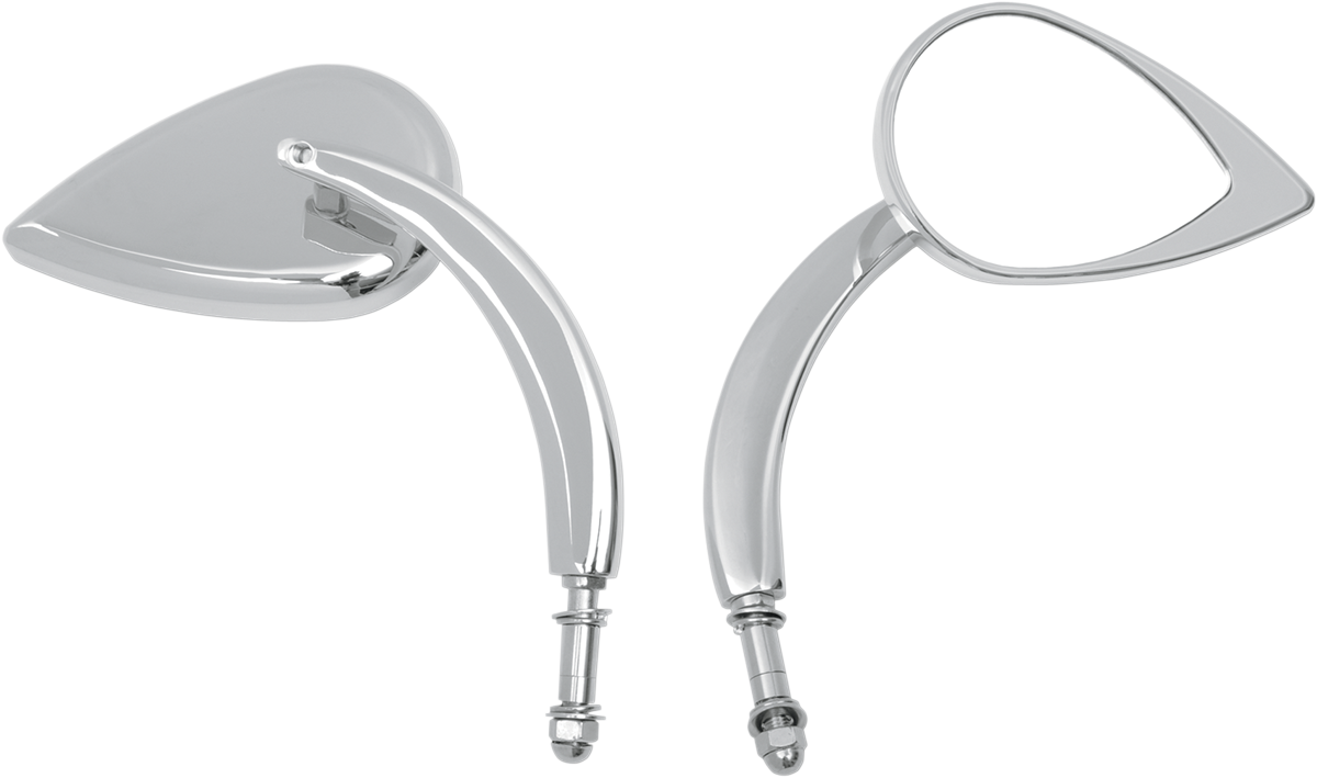 Mirror - Side View - Teardrop - Chrome - Curved/Long Stem - Each