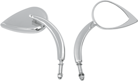 Mirror - Side View - Teardrop - Chrome - Curved/Long Stem - Each