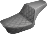 Step-Up Seat - Front Lattice Stitch - Black - Dyna 2004 - 2005