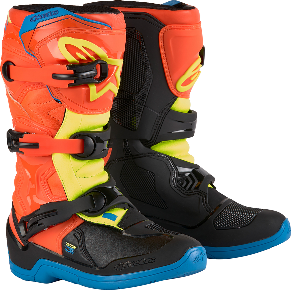 Youth Tech3S Boots - Orange/Blue/Yellow/Black - US 2 / EU 34