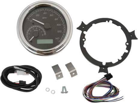 MXV Series Fatbob Analog/Digital Gauge System - Black/Gray/Chrome 2004 - 2013