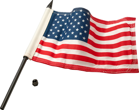 Flag Pole - 12\" - With 6\"x9\" American Flag - Satin Black