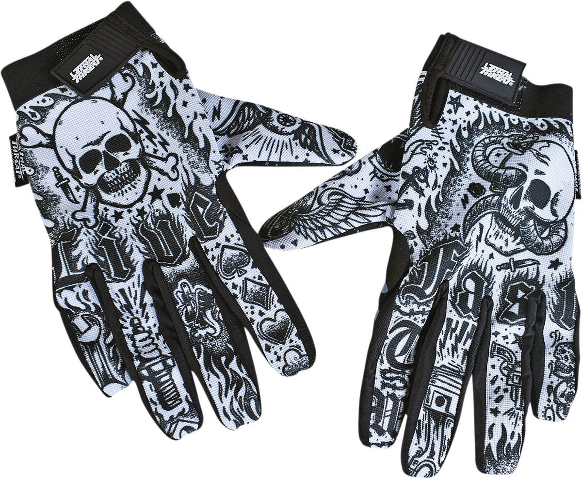 Tattoo Gloves - Black/White - Small