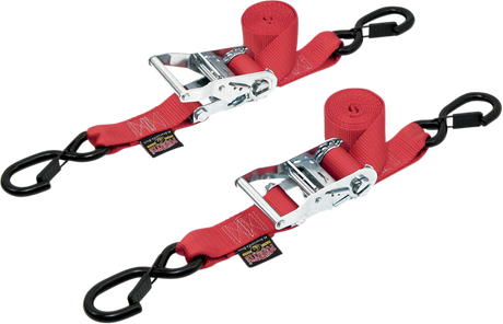 Ratchet Tie-Downs - 1-1/2\" x 6-1/2\' - Red