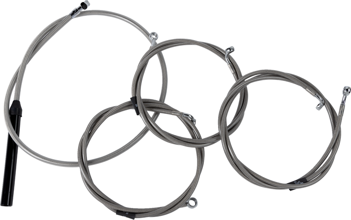 Complete Stainless Braided Handlebar Cable/Brake Line Kit - Stock Bars - \'23-\'24 Touring 2023 - 2024