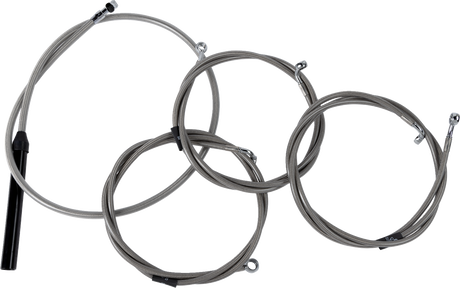 Complete Stainless Braided Handlebar Cable/Brake Line Kit - Stock Bars - \'23-\'24 Touring 2023 - 2024
