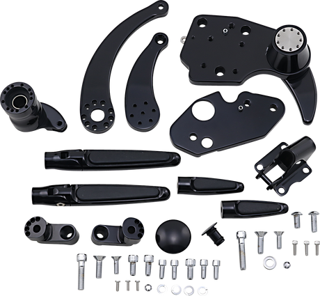 Forward Control - \'14+ FLH - Black Anodized - Standard - Folding Rubber Inlay Pegs - Solid Lever 2014 - 2020