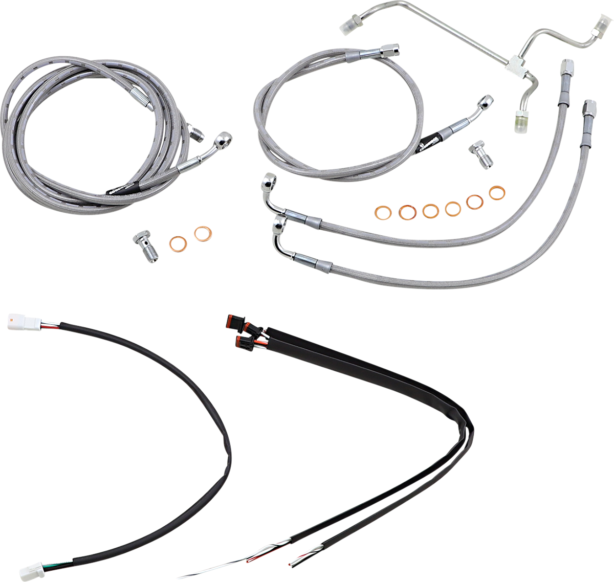 Handlebar Cable/Brake Line Kit - Complete - 16\" Ape Hanger Handlebars - Stainless Steel 2017 - 2019