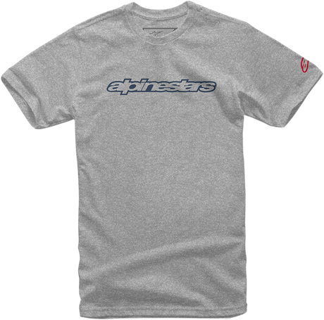 Wordmark T-Shirt - Heather Gray/Navy/Red - 2XL