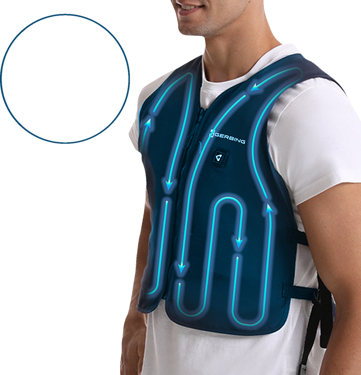 5V Touch Button Circulatory Cooling Vest - Blue